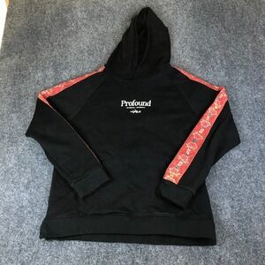 Profound Aesthetic Hoodie Men Large Black Floral Internal External Raglan Sleeve